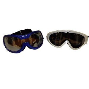 Blazez Dual Goggles Set Blue & White Anti-Fog UV Protection Adjustable Strap For